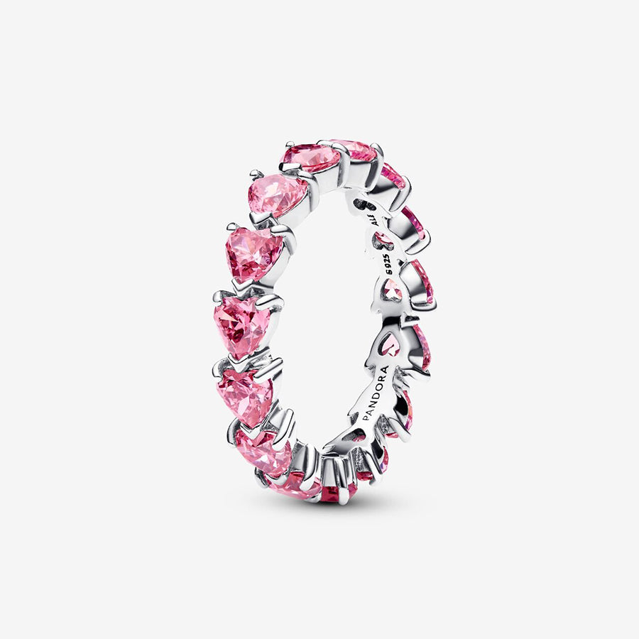 Sterling Silver Pink Hearts Ring