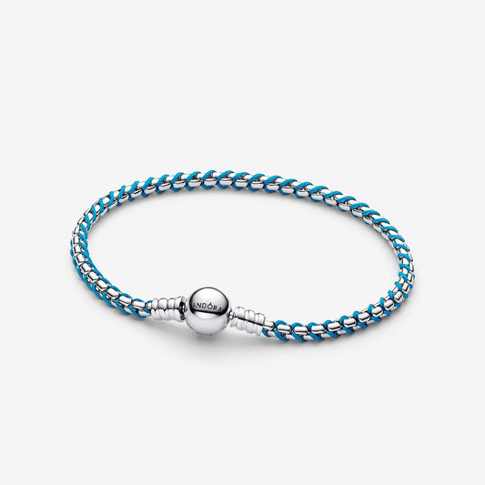 Sterling Silver Blue Cord Snake Chain Bracelet