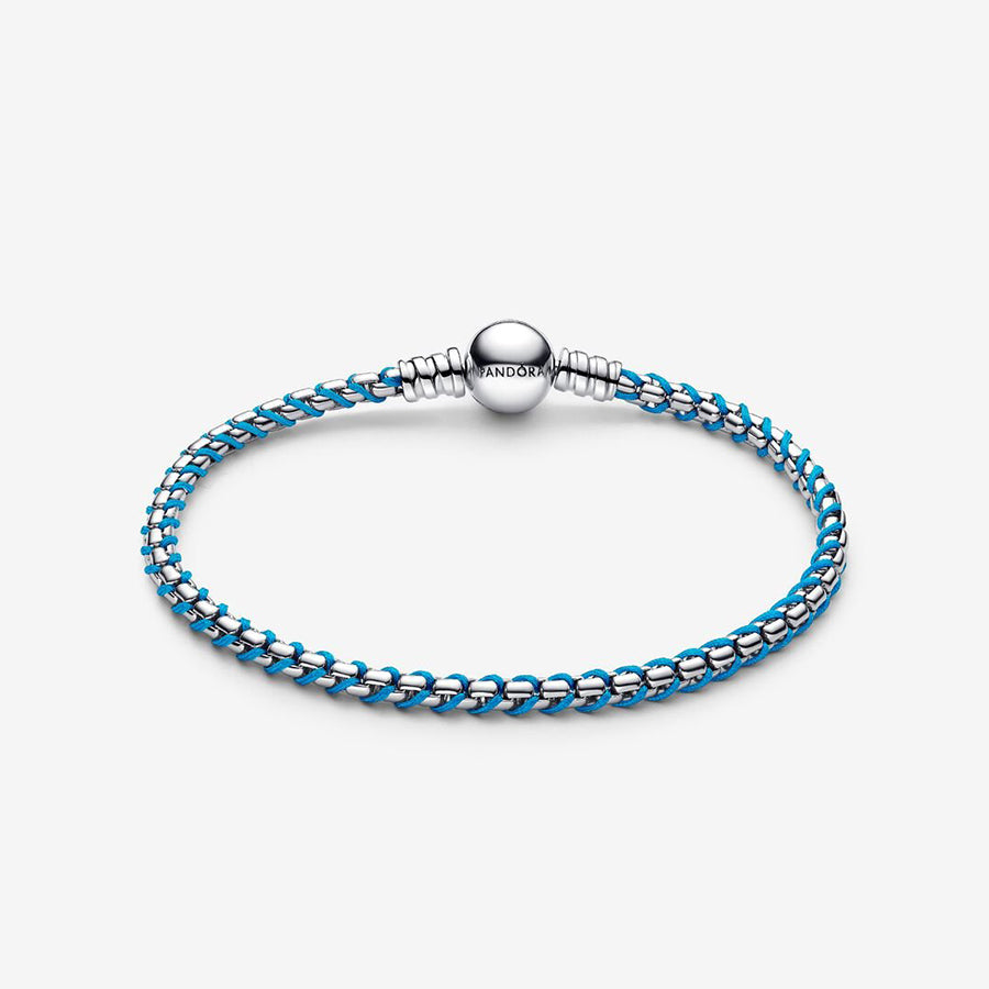 Sterling Silver Blue Cord Snake Chain Bracelet