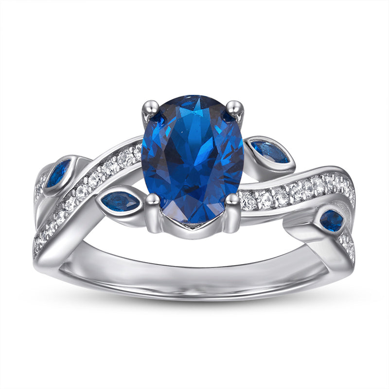 Blue Sapphire 925 Silver Ring - European-Inspired Wedding Band
