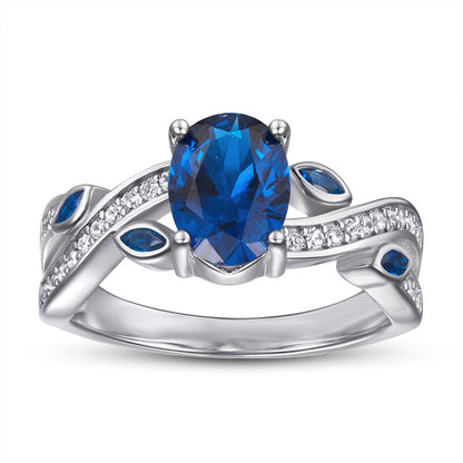 Blue Sapphire 925 Silver Ring - European-Inspired Wedding Band