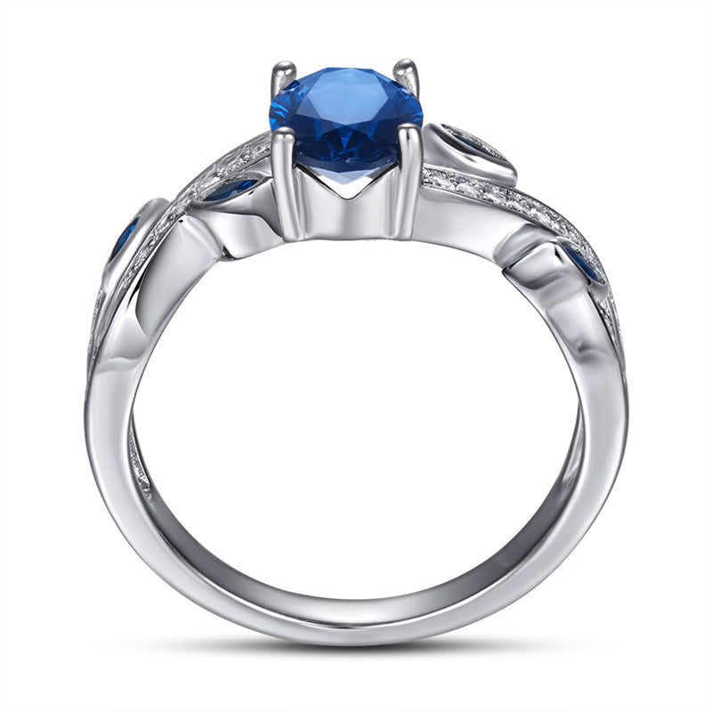 Blue Sapphire 925 Silver Ring - European-Inspired Wedding Band