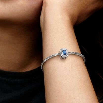 Blue Sparkling Leveled Rectangular Charm