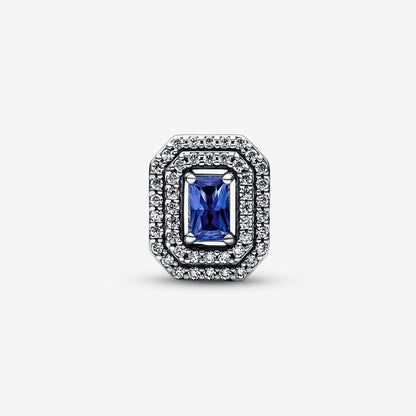 Blue Sparkling Leveled Rectangular Charm