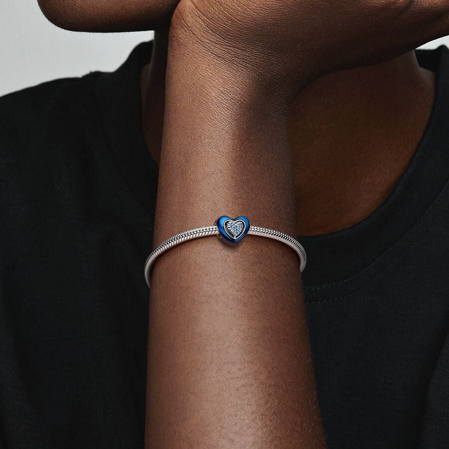Blue Spinnable Heart Charm