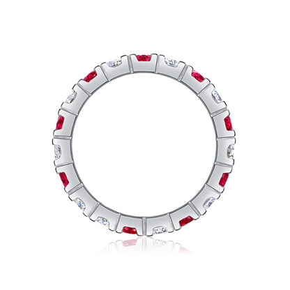 Bold Silver Ring with Moissanite and Emerald