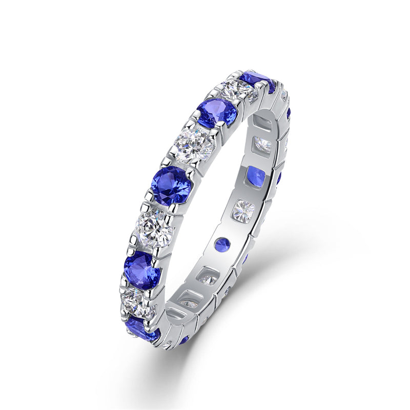 Bold Silver Ring with Moissanite and Emerald