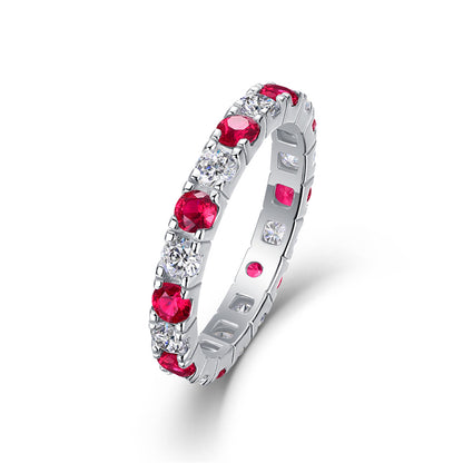Bold Silver Ring with Moissanite and Emerald