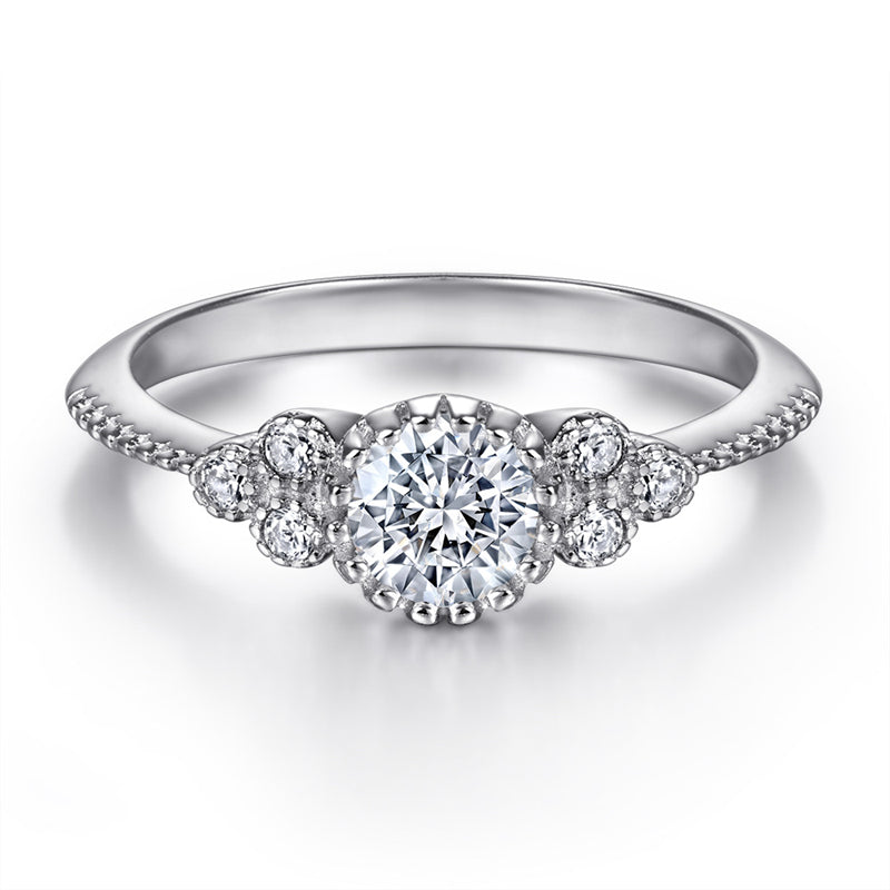 Bow Design 925 Silver Ring - Korean-Inspired Zirconia Wedding Band