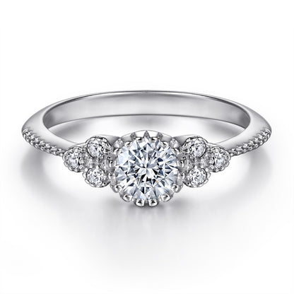 Bow Design 925 Silver Ring - Korean-Inspired Zirconia Wedding Band