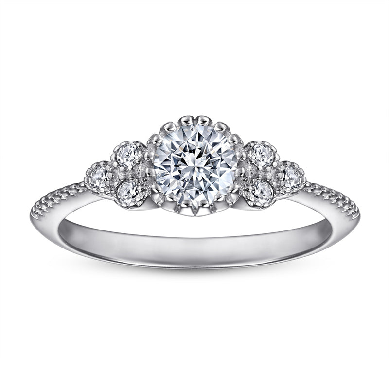Bow Design 925 Silver Ring - Korean-Inspired Zirconia Wedding Band