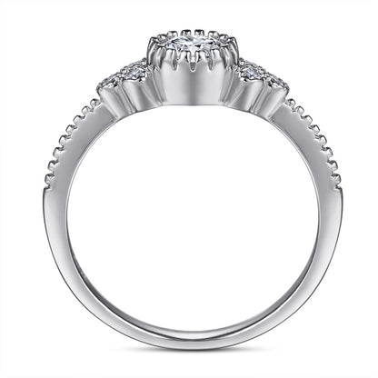 Bow Design 925 Silver Ring - Korean-Inspired Zirconia Wedding Band