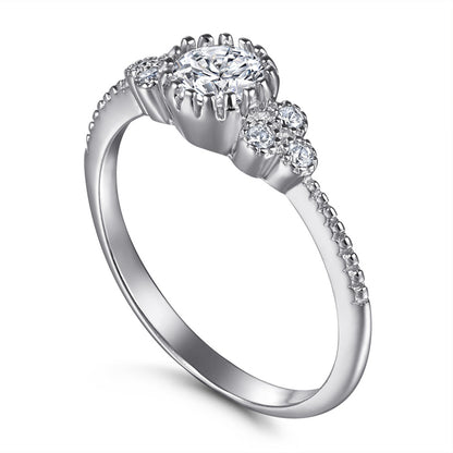 Bow Design 925 Silver Ring - Korean-Inspired Zirconia Wedding Band