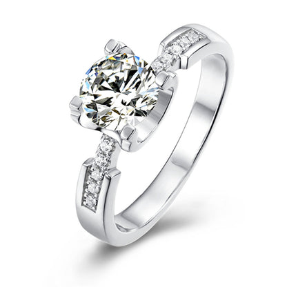 Bullhead Moissanite Engagement Ring - 925 Sterling Silver Secure Four-Prong Wedding Jewelry