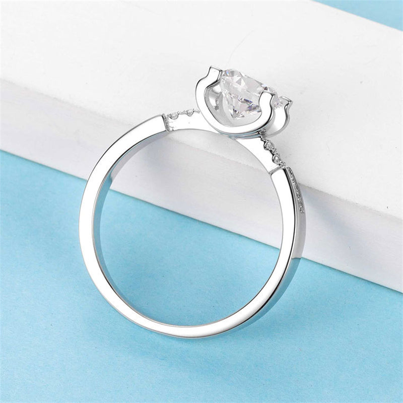 Bullhead Moissanite Engagement Ring - 925 Sterling Silver Secure Four-Prong Wedding Jewelry