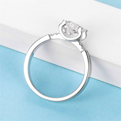Bullhead Moissanite Engagement Ring - 925 Sterling Silver Secure Four-Prong Wedding Jewelry