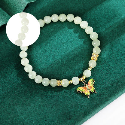 Butterfly Jade Bracelet 925 Silver Chinese Feminine Jewelry