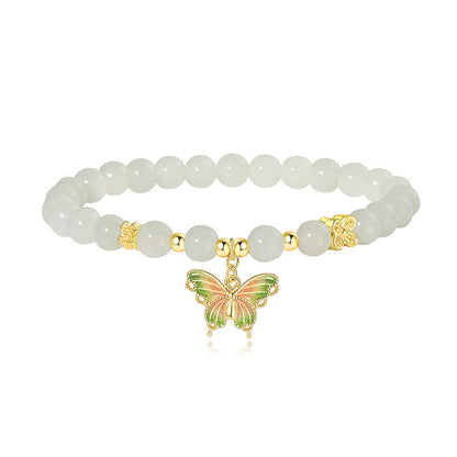 Butterfly Jade Bracelet 925 Silver Chinese Feminine Jewelry