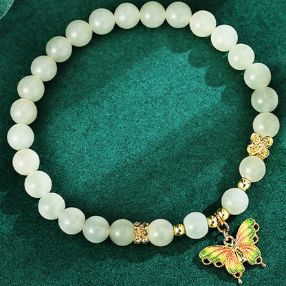 Butterfly Jade Bracelet 925 Silver Chinese Feminine Jewelry