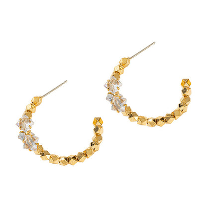 C-Shape Geometric Hoop Earrings in Gold- Irregular Circle Design Ins Style for Women