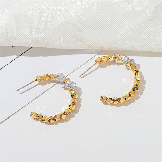 C-Shape Geometric Hoop Earrings in Gold- Irregular Circle Design Ins Style for Women