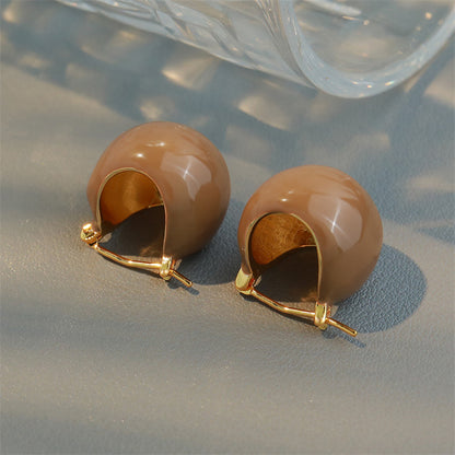 Caramel Tone Geometric Stud Earrings in Gold Plating