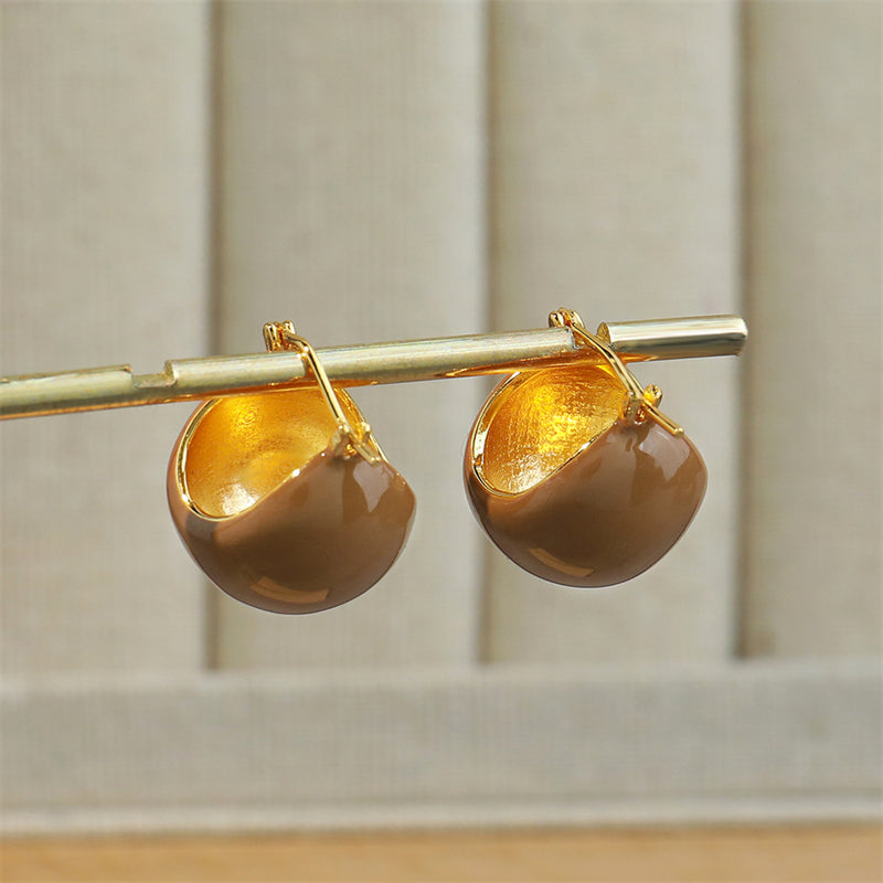 Caramel Tone Geometric Stud Earrings in Gold Plating
