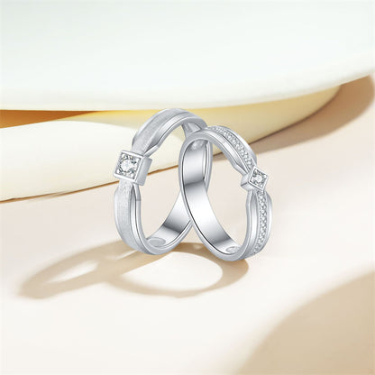 "Cathedral Garden" Couple Rings - 925 Sterling Silver Brushed Finish Wedding Set