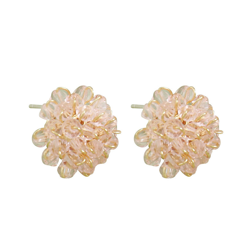 Champagne Gold Floral Geometric Crystal Stud Earrings