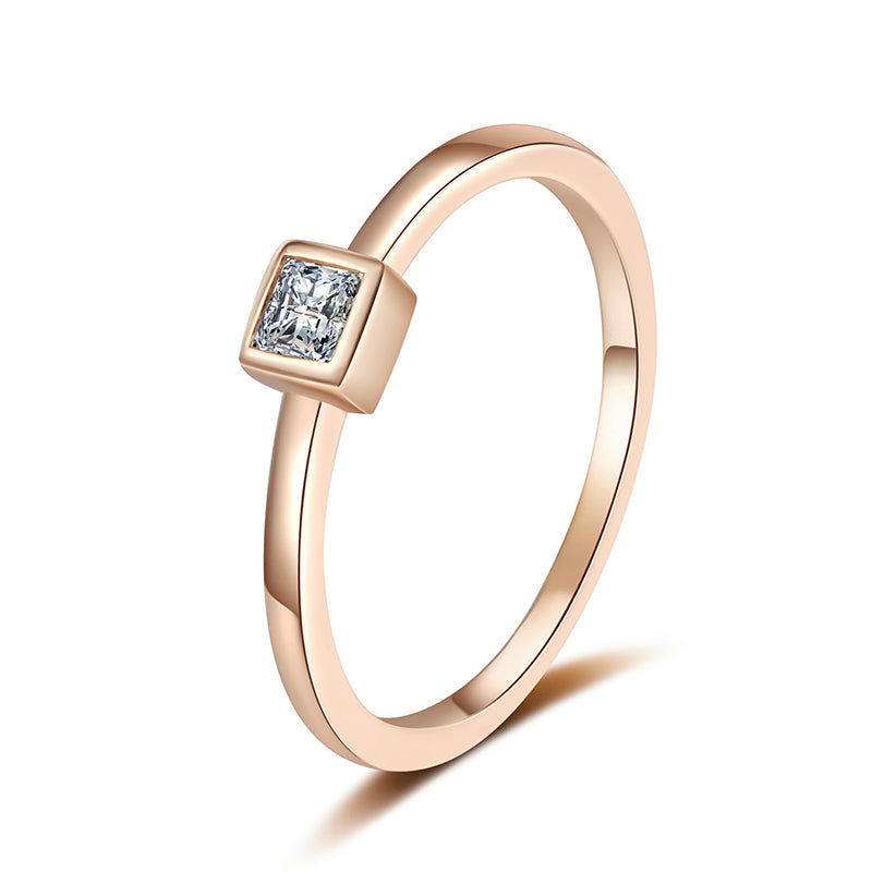 Champagne Gold Ice Cube Moissanite Ring - 925 Sterling Silver Minimalist Fruit Motif Design
