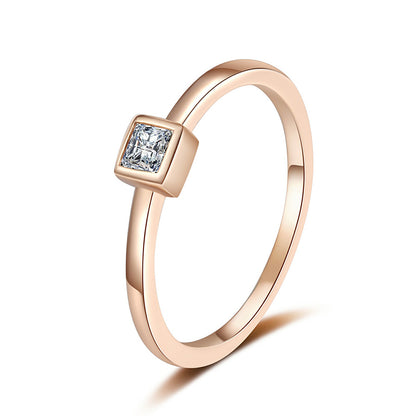 Champagne Gold Ice Cube Moissanite Ring - 925 Sterling Silver Minimalist Fruit Motif Design