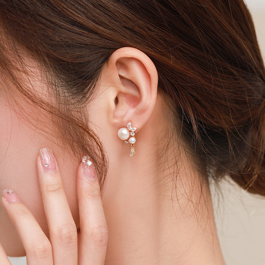 Chanel Style Geometric Gold Plated Earrings - Classic Circle Design Dainty Studs for Women