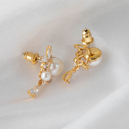 Chanel Style Geometric Gold Plated Earrings - Classic Circle Design Dainty Studs for Women