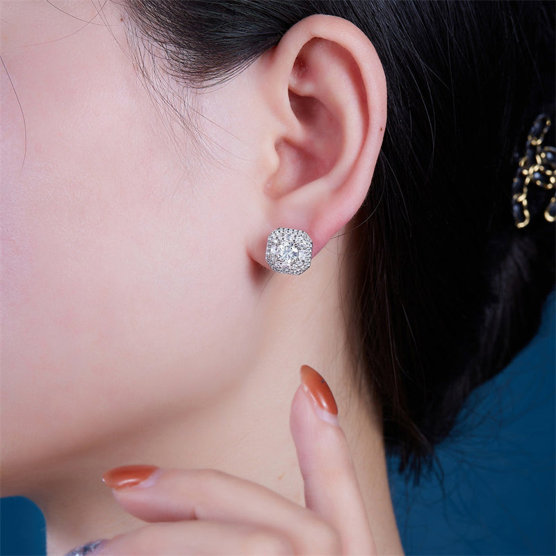 Chic 925 Silver Square Shape Earrings