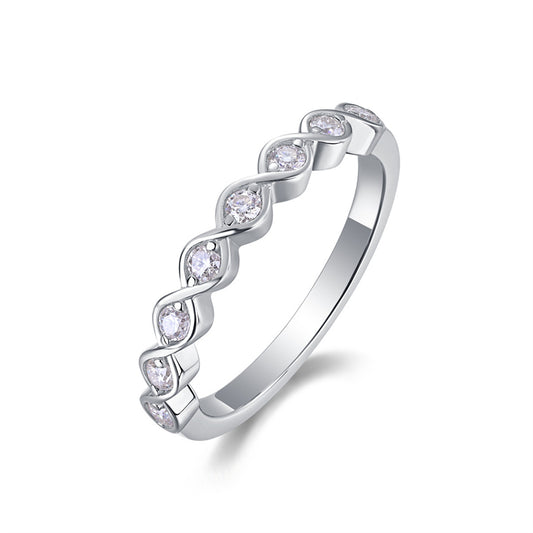 Chic Moissanite Accented Geometric Silver Band