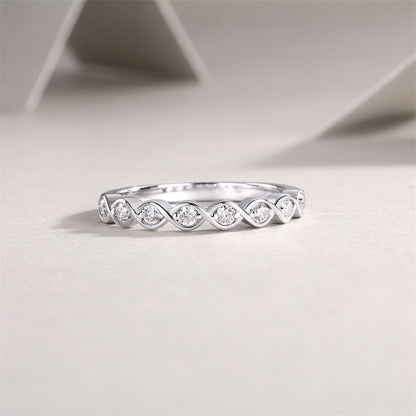 Chic Moissanite Accented Geometric Silver Band