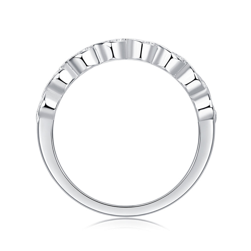 Chic Moissanite Accented Geometric Silver Band