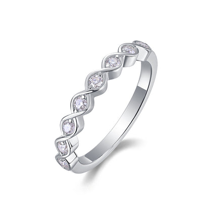Chic Moissanite Accented Geometric Silver Band