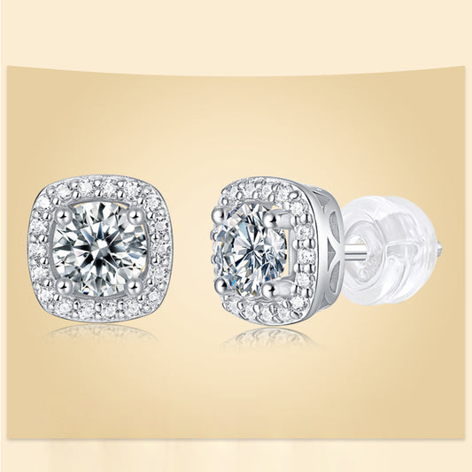 Chic Square Moissanite Stud Earrings for Everyday Wear