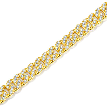 Chic Unisex Gold-Tone Necklace with Sparkling Moissanite