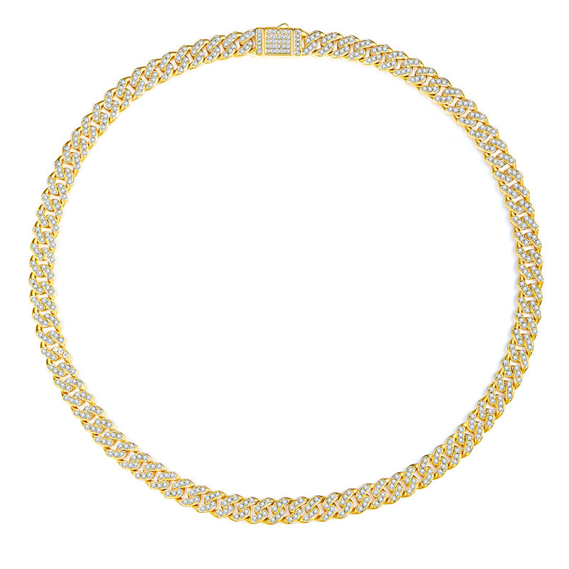 Chic Unisex Gold-Tone Necklace with Sparkling Moissanite