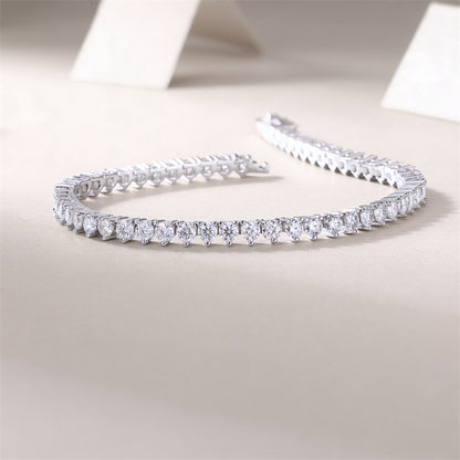 Chic Women's Silver Bracelet with Sparkling Moissanite Accents