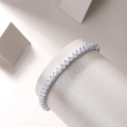 Chic Women's Silver Bracelet with Sparkling Moissanite Accents