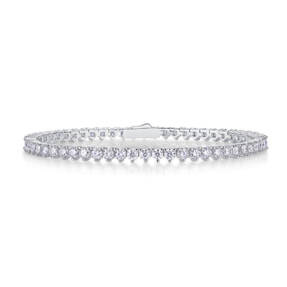 Chic Women's Silver Bracelet with Sparkling Moissanite Accents