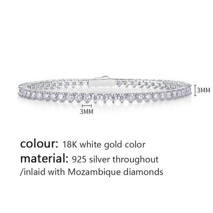 Chic Women's Silver Bracelet with Sparkling Moissanite Accents
