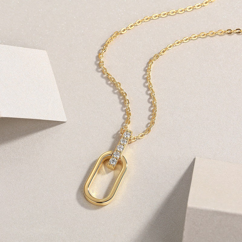 Chic Women's Silver Necklace with Sparkling 2mm Moissanite