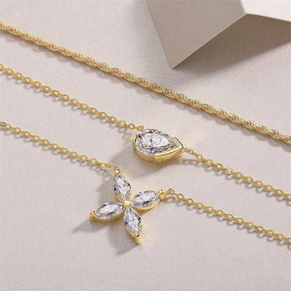 Chic Women's Silver Necklace with Sparkling Moissanite
