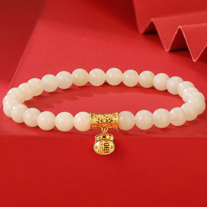 Chinese Lucky Lock Bracelet 925 Silver Jade Charm Jewelry