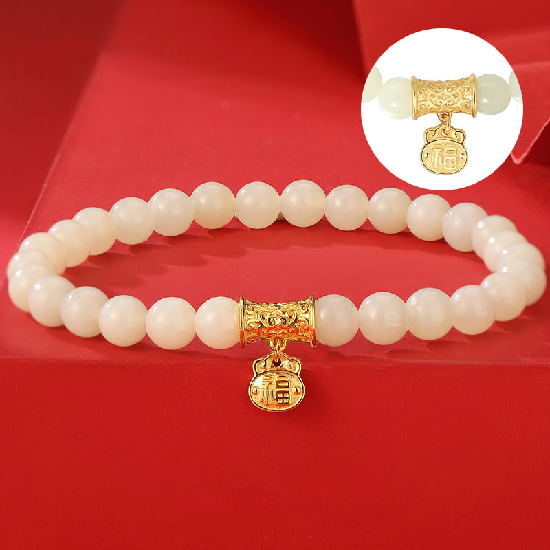 Chinese Lucky Lock Bracelet 925 Silver Jade Charm Jewelry