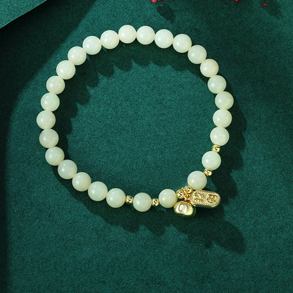 Chinese Persimmon Bracelet 925 Silver Jade Lucky Charm